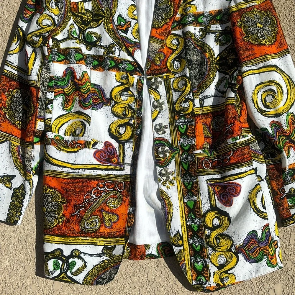 Vintage Platinum by Dorothy Schoelen Colorful Blazer Oversized Artsy Size Small - Picture 3 of 13